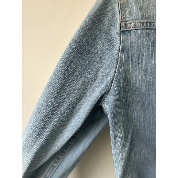 Y2K Vintage GAP Stretch Denim Blazer Jean Light Wash Jacket Medium Fall 2004 - Picture 11 of 15